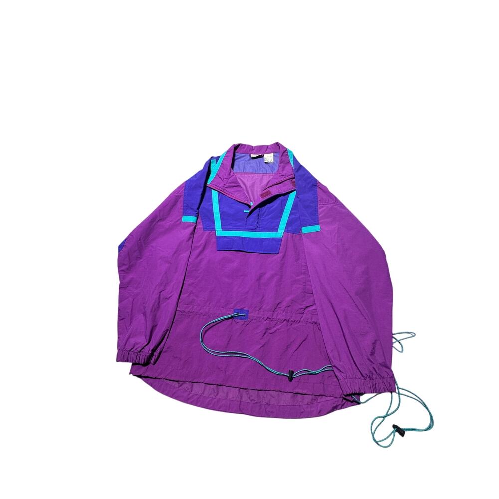 VTG L.L.Bean Anorak Windbreaker Jacket Womens L Purple Blue Quarter-Zip Retro - Picture 4 of 13